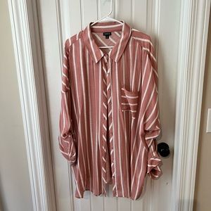Mauve Striped Button Up